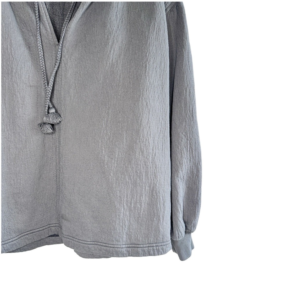 Aerie Easy Street Sweatshirt XS Gray Oversized Slouchy Tunic Tassel Coastal Boho - Picture 7 of 12